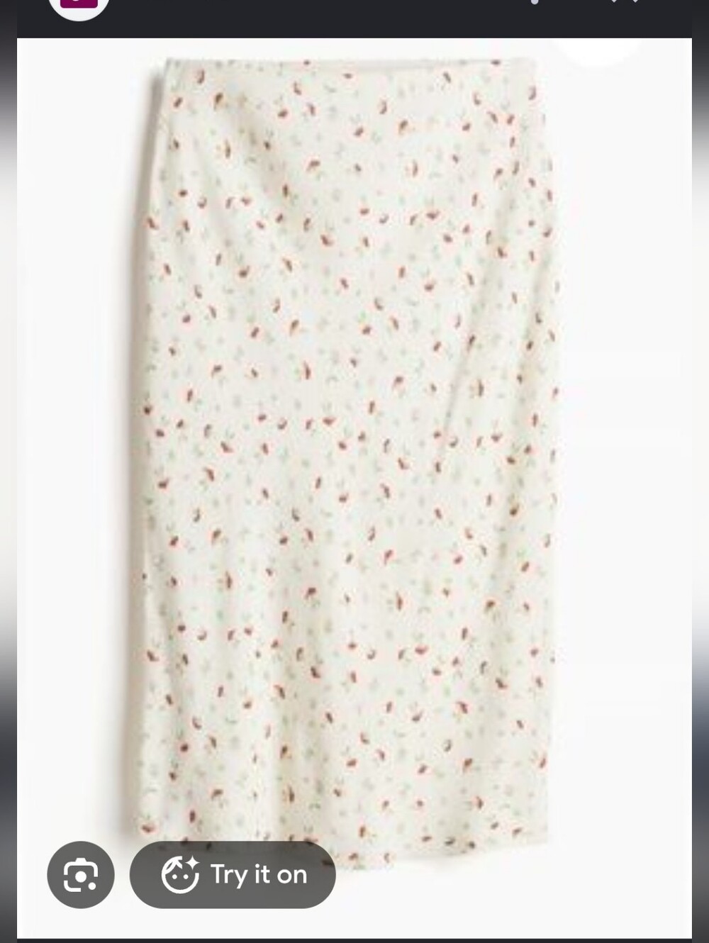H&M Y2K Womens Floral Print Cream Midi Skirt Size Small